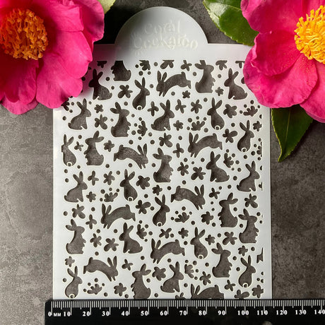 Ditsy Spring Easter Bunnies Stencil (ST052)