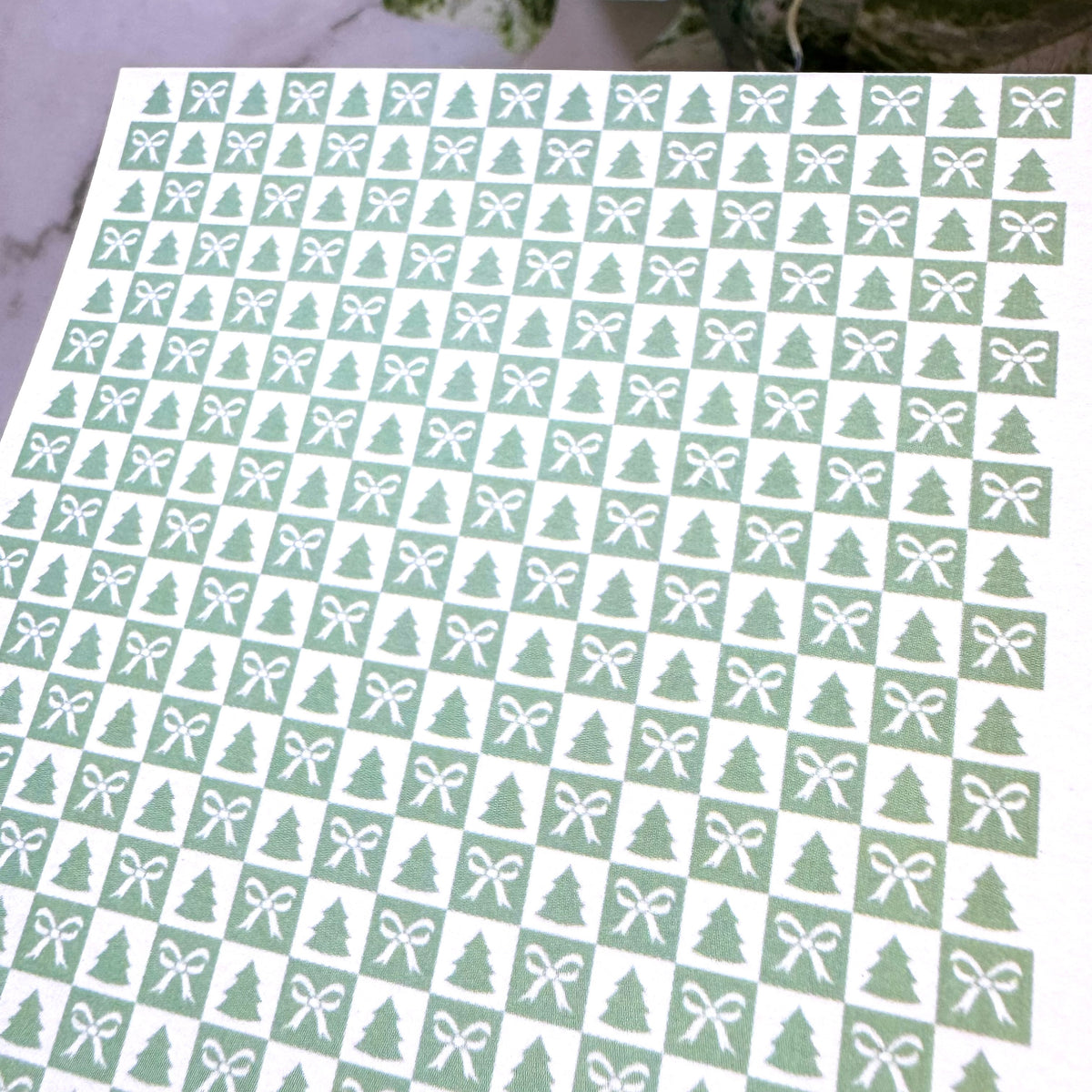 Tree & Bow Checkerboard Tiles - Water Soluble Transfer