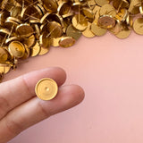 12mm Rimmed Bezel Earring Stud Post - Gold Plated Stainless Steel