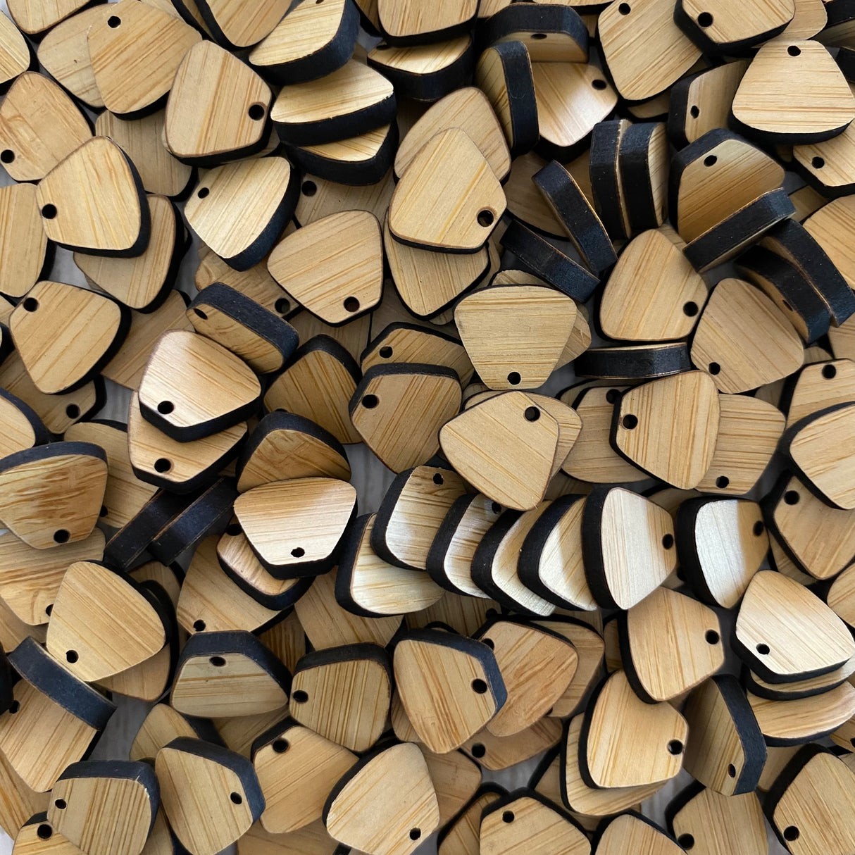 Rounded Trapezoid Wooden Earring Component - Light Bamboo