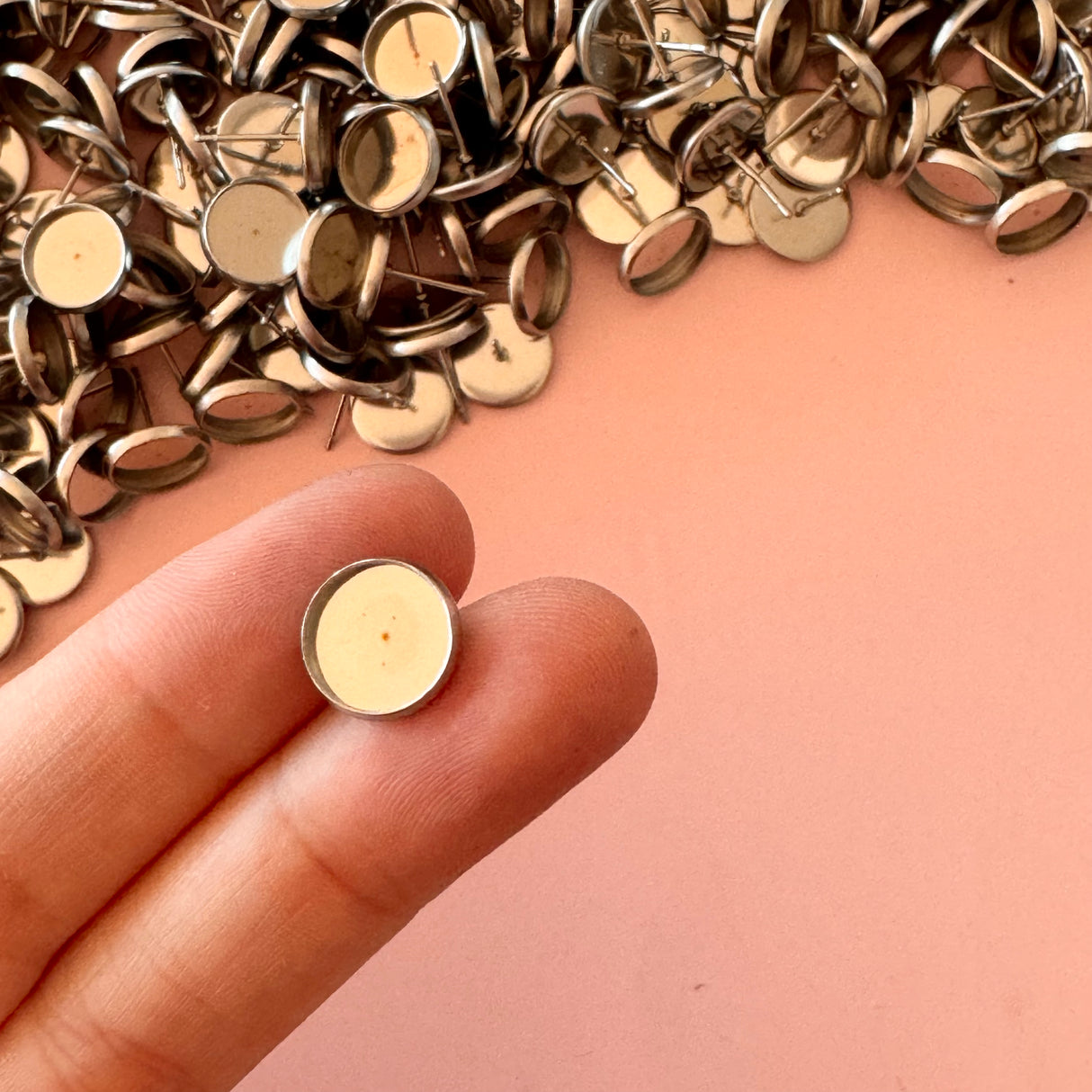 10mm Minimalist Bezel Earring Stud Post - Stainless Steel