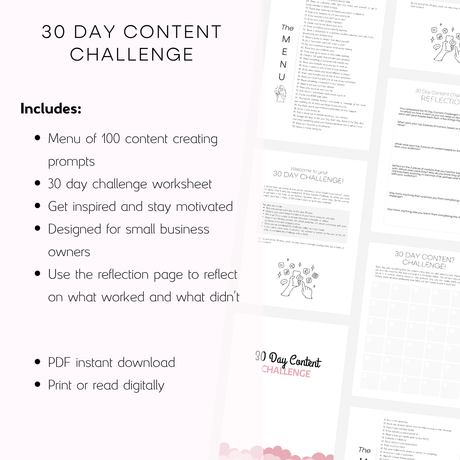 30 Day Content Challenge Printable