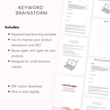 Keyword Brainstorm (for product descriptions) Printable