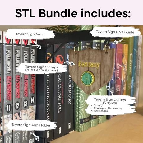 Bookshelf Tavern Sign Bundle STL - digital download