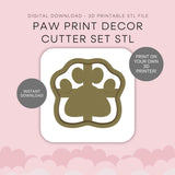 Paw Print Decor - 4 Cutter Set STL - digital download