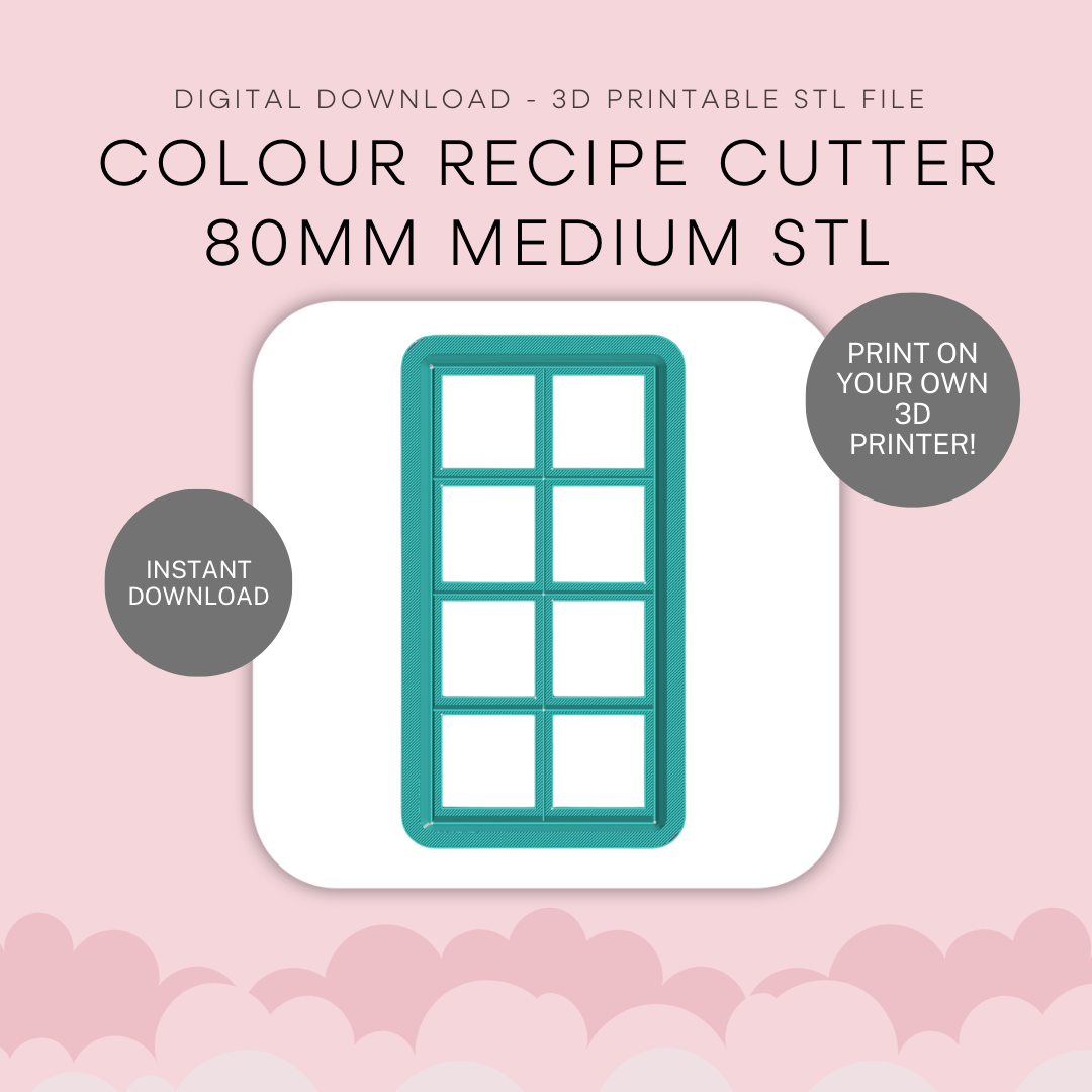 Colour Recipe Cutter STL (80mm Medium) - digital download