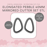Elongated Pebble 40mm Mirrored Cutter Set STL - digital download