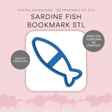 Sardine Fish Bookmark Cutter STL - digital download