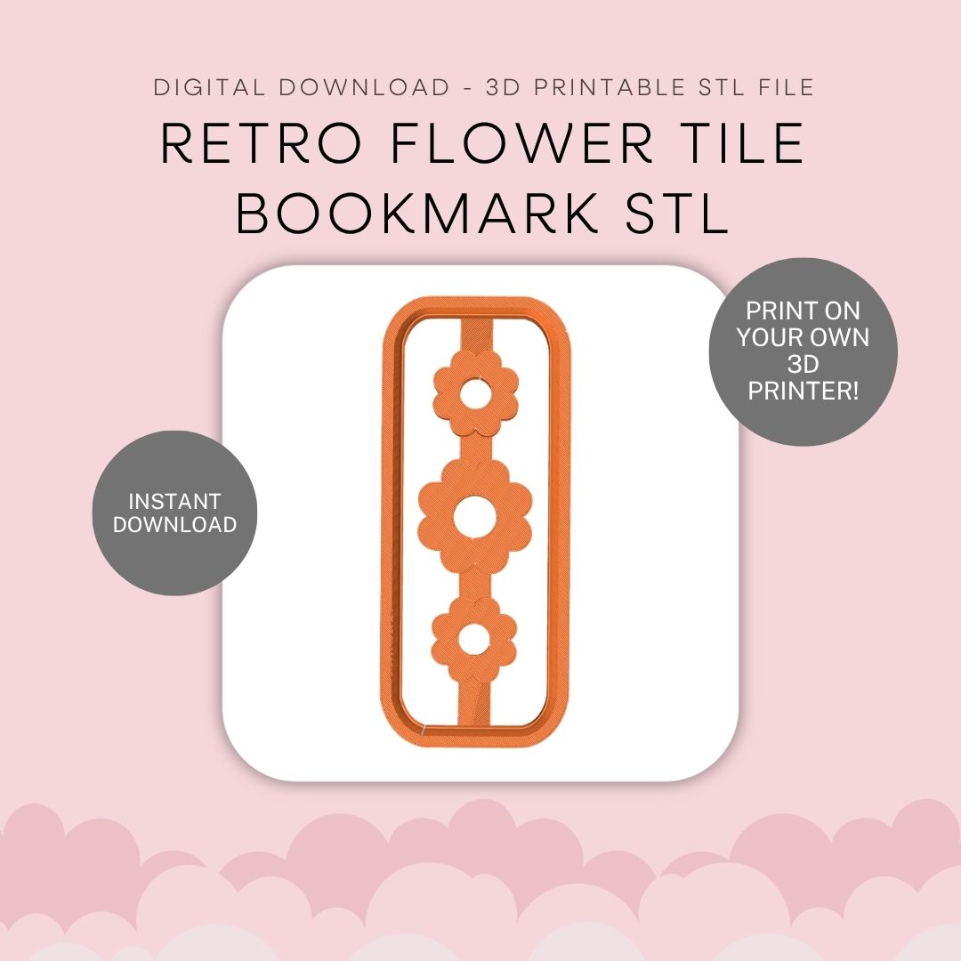 Retro Flower Tile Bookmark Cutter STL - digital download