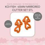 Koi Fish 45mm Mirrored Cutter Set STL - digital download