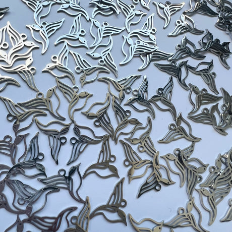 Songbird Charms - Stainless Steel - 10 pack