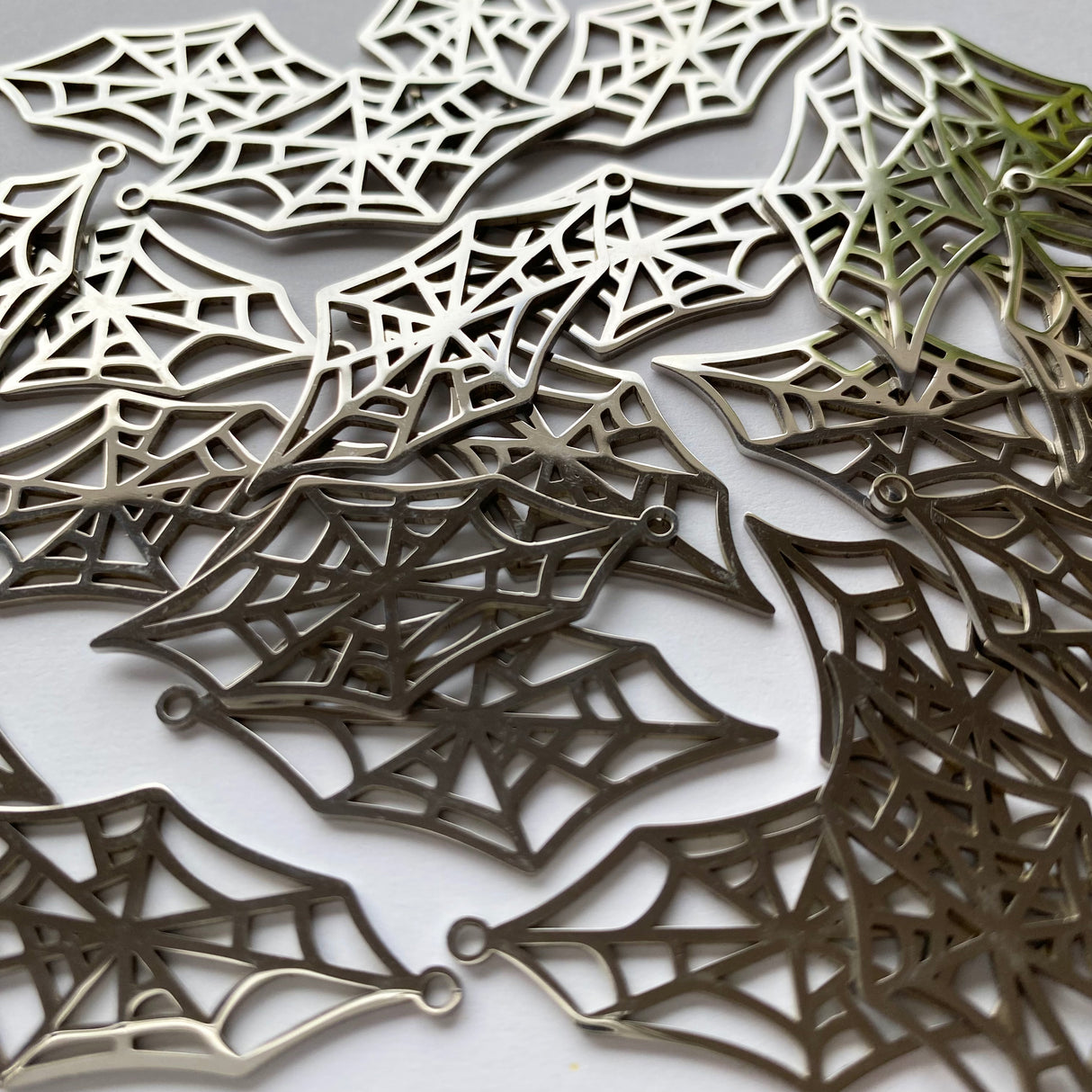 Elongated Cobweb Charms - Stainless Steel