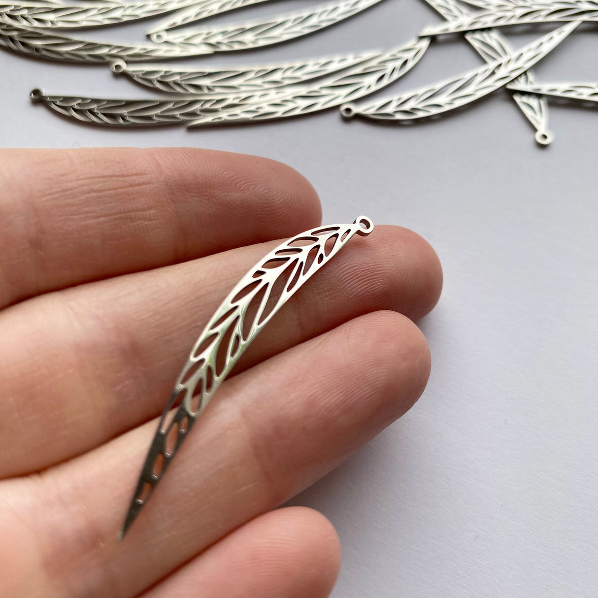 Gum Leaf Charms - Stainless Steel - 10 pack