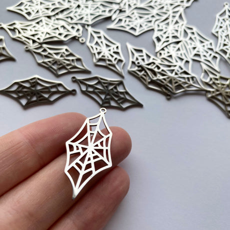 Elongated Cobweb Charms - Stainless Steel
