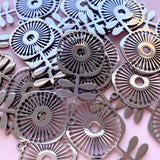 Folk Flower Charms - Stainless Steel - 10 pack
