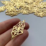 Elongated Cobweb Charms - Gold Plated Stainless Steel
