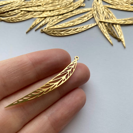 Gum Leaf Charms - Gold Plated Stainless Steel - 10 pack
