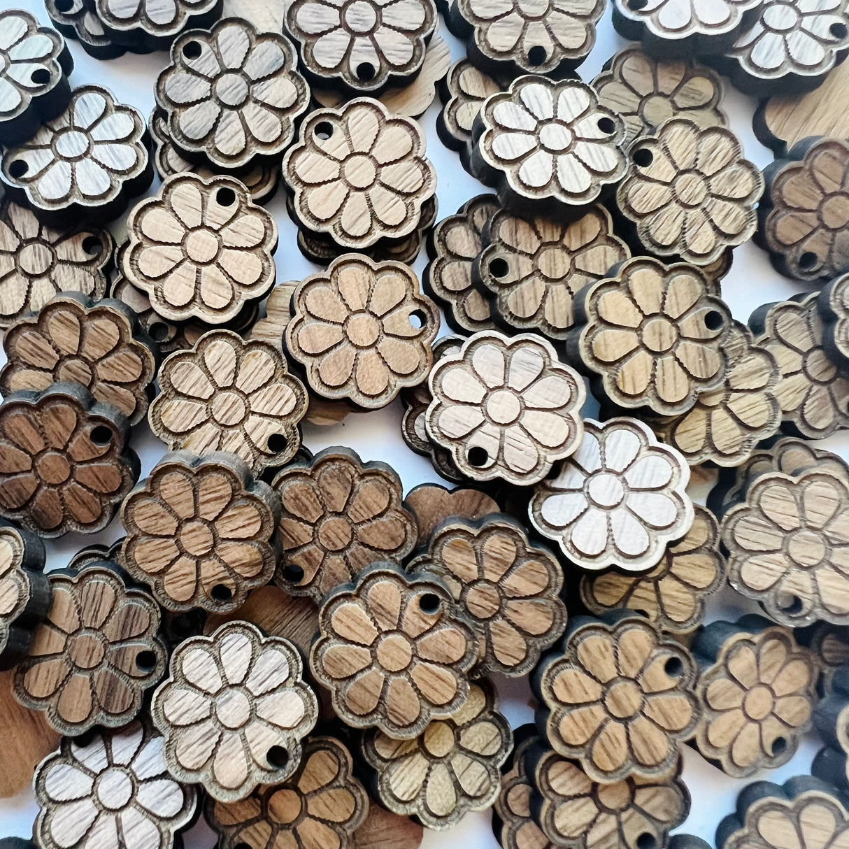 Classic Flower Wooden Earring Component - 10 pack