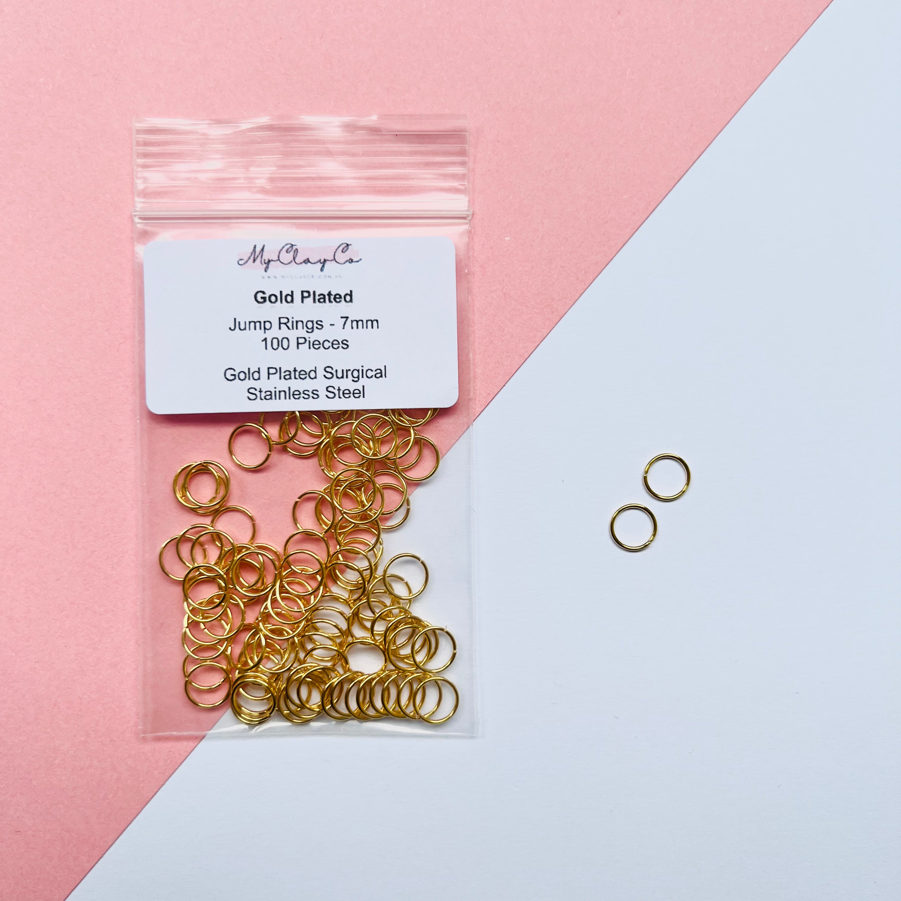 7mm Jump Rings Gold Plated Surgical Stainless Steel MyClayCo