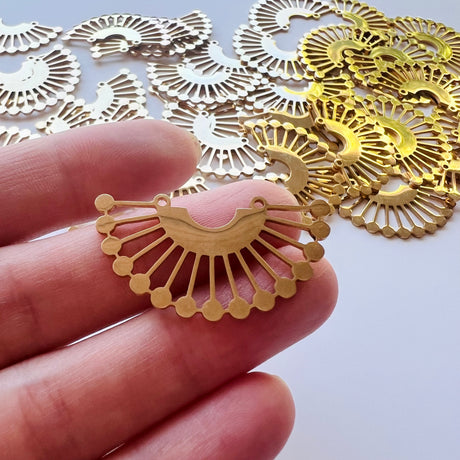 Rising Sun Charms - Gold Plated Stainless Steel - 10 pack