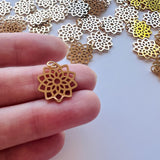 Mandala Charms - Gold Plated Stainless Steel - 10 pack