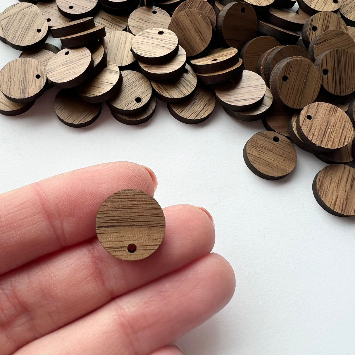 Circle Wooden Earring Component - Walnut