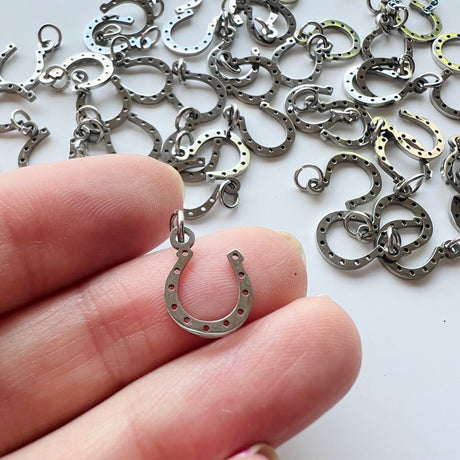 Horseshoe Charms - Stainless Steel - 10 pack