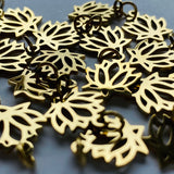 Lotus Charms - Gold Plated Stainless Steel - 10 pack