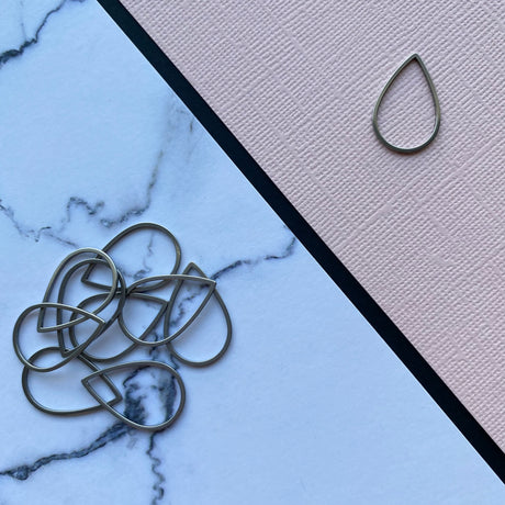 Teardrop Open Back Bezel - Stainless Steel - 20 pack
