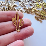 Cactus Charms - Gold Plated Stainless Steel - 10 pack