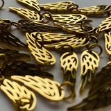 Angel Wing Charms - Gold Plated Stainless Steel - 10 pack