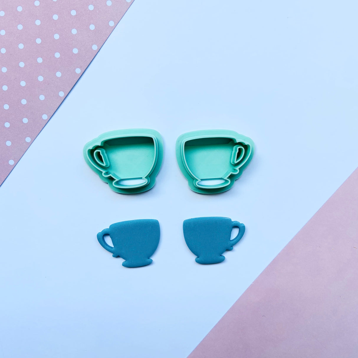 Tea Cup Mirrored Cutter Set