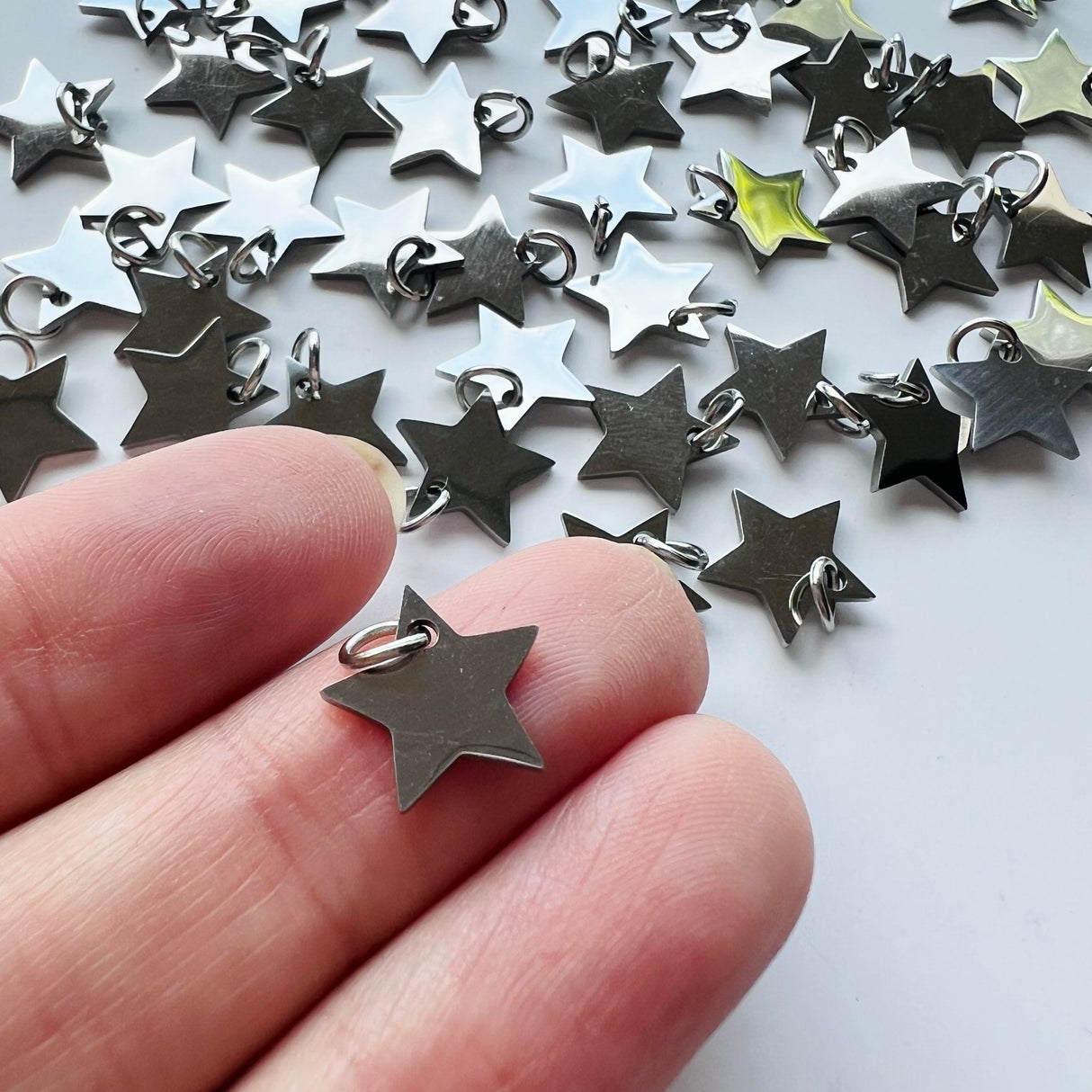 Star Charms - Stainless Steel - 10 pack