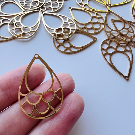 Mermaid Tail Hoop Charms - Gold Plated Stainless Steel - 10 pack