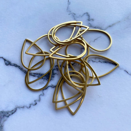 Teardrop Open Back Bezel - Gold Plated Stainless Steel - 20 pack