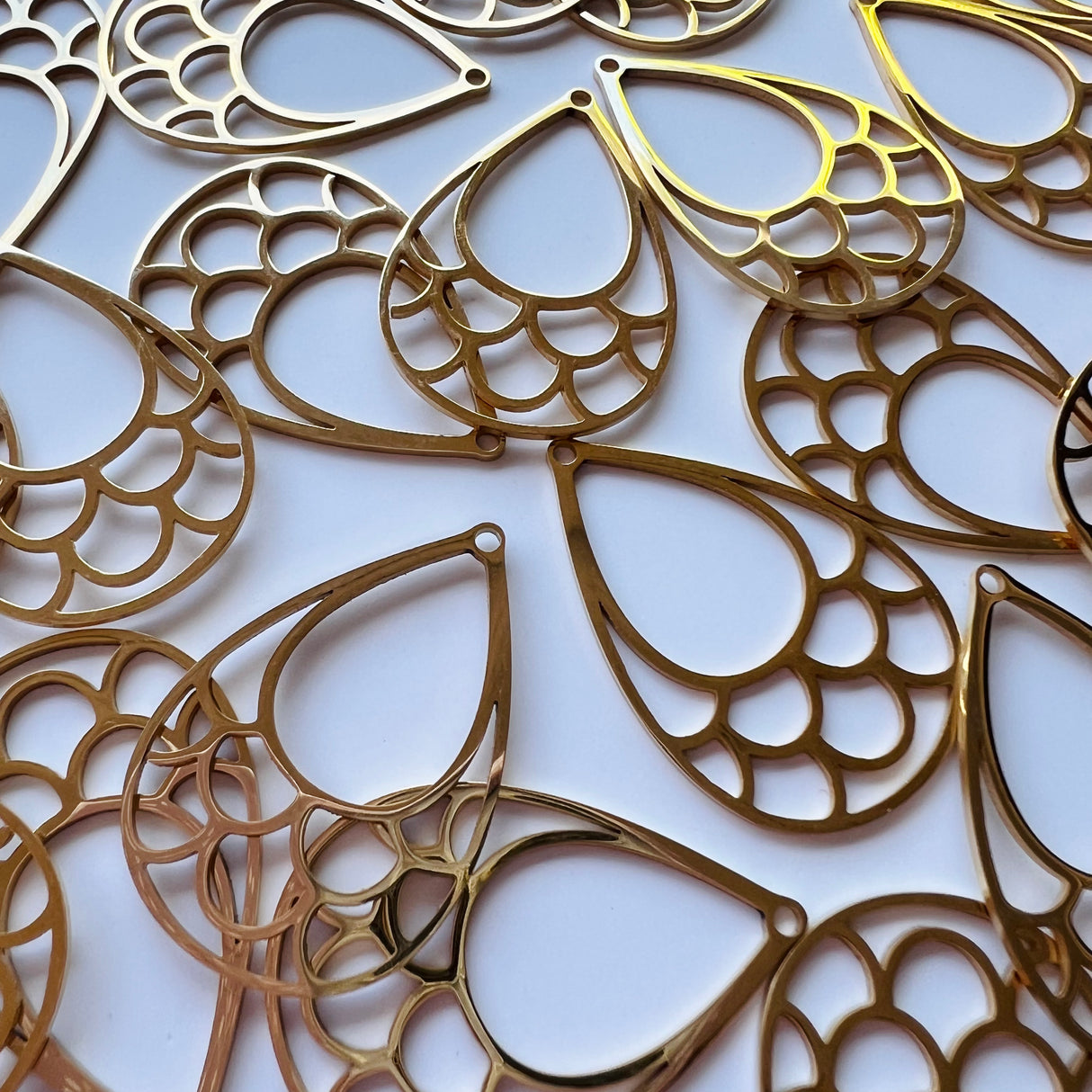 Mermaid Tail Hoop Charms - Gold Plated Stainless Steel - 10 pack