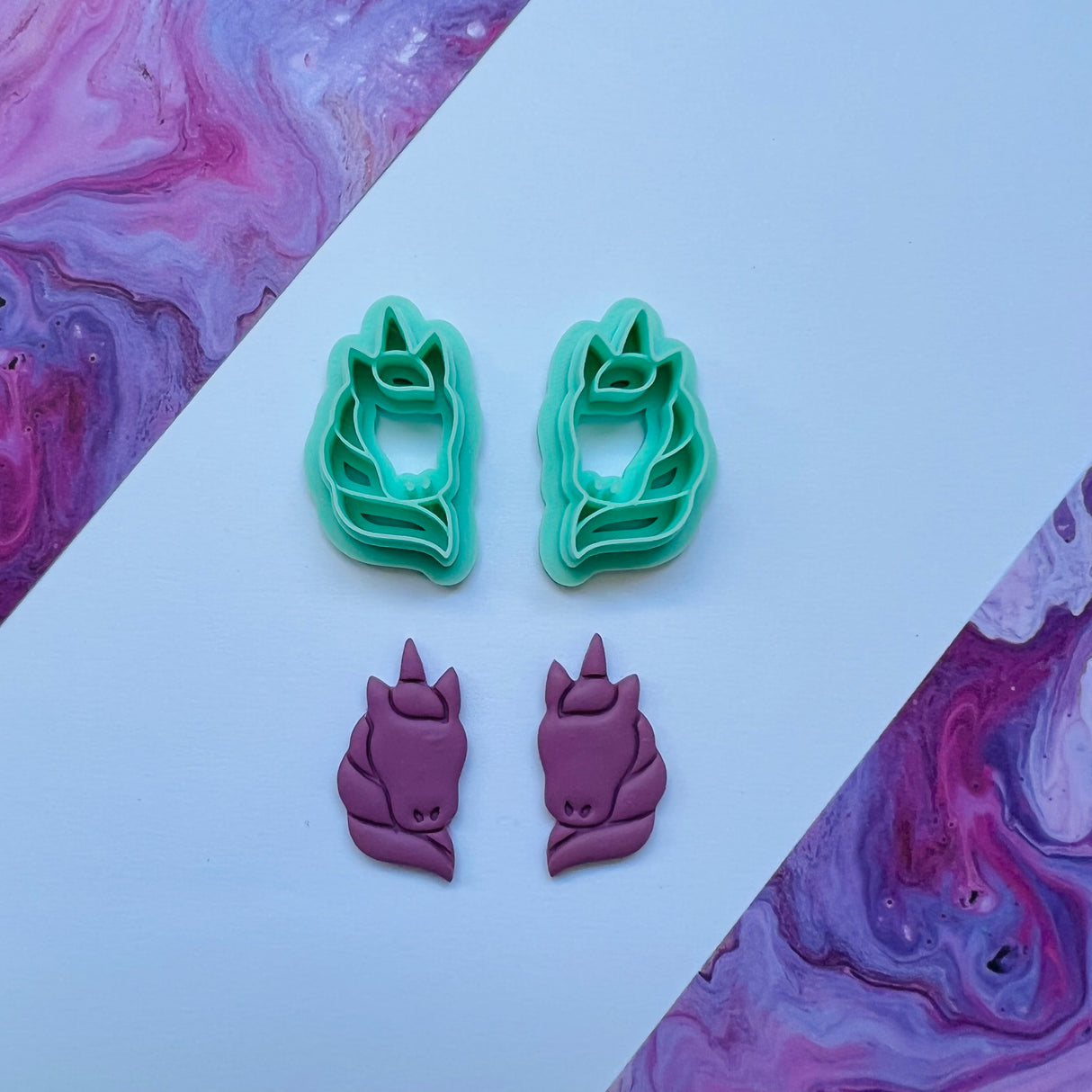 Unicorn Head Mirrored Cutter Set