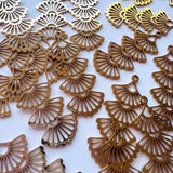 Tiered Ginkgo Leaf Charms - Gold Plated Stainless Steel - 10 pack