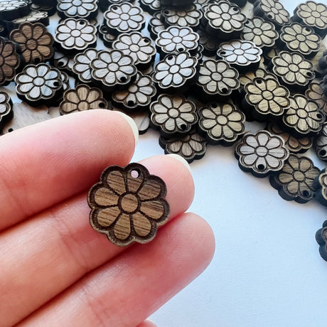 Classic Flower Wooden Earring Component - 10 pack
