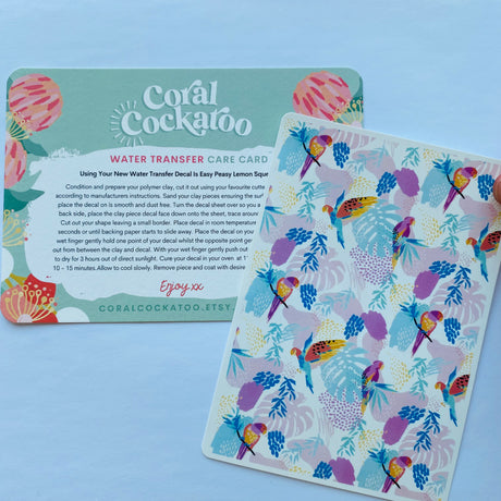 Watercolour Boho Parrots Waterslide Transfer Decal