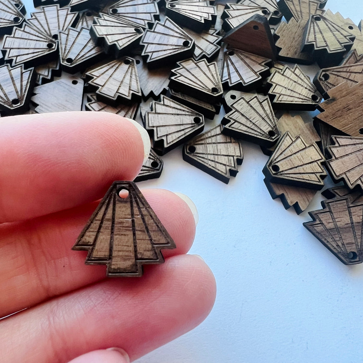 Keystone Fan Wooden Earring Component - 10 pack