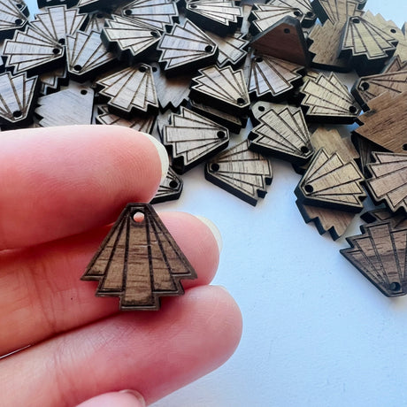 Keystone Fan Wooden Earring Component - 10 pack