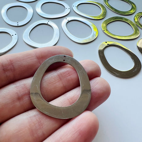 Organic Circle Charms - Stainless Steel - 10 pack